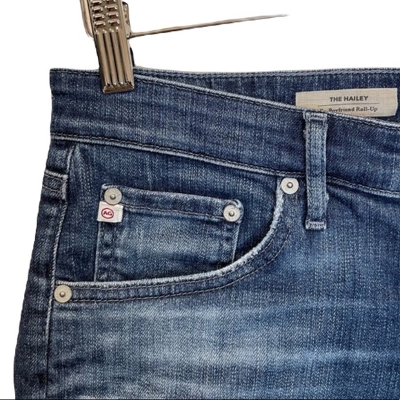 AG Hailey Ex Boyfriend Roll Up Blue Denim Short 30 jeans jean shorts bf EUC pant - Picture 3 of 8